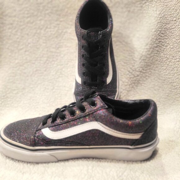 VANS Old Skool Black Glitter/Metallic Sneakers - Unisex Size: W-6.5, M 5 - Picture 2 of 10